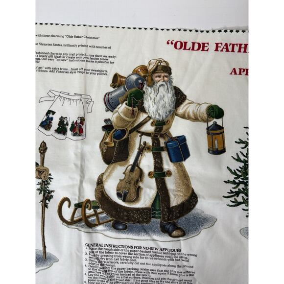 Vintage Olde Father Christmas Fabric Panel Appliques VIP Joan Messmore 4 Santas - Picture 4 of 7